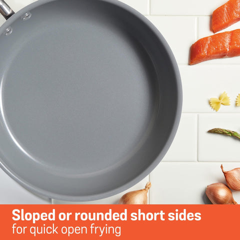 Meyer Anzen Healthy Ceramic Coated Aluminium Frypan | Frying pan Induction Base | Ceramic Pan | Omlette Pan | Ceramic Coated Frying Pan | Ceramic Fry Pan for Cooking, 24cm/2.1L, Grey