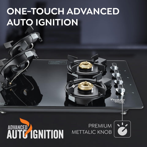 Prestige Svachh Efficia HOB 04 AI (with Toughened Glass Top Multi Spark Ignition System & 4 Brass Burners)