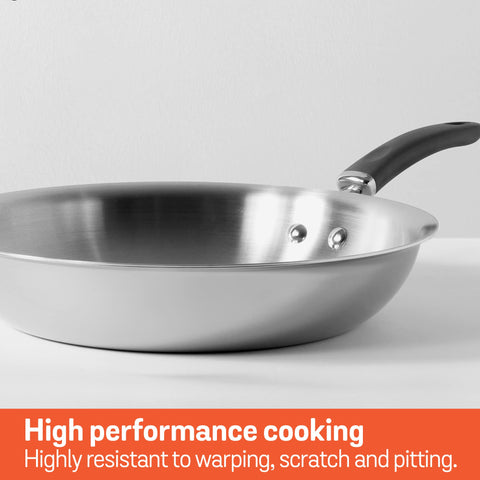 Meyer Trivantage Nickel Free Stainless Steel Triply Frypan | Steel Pan for Cooking | Fry pan Tri ply with Heavy Bottom | Gas and Induction Base, 28cm/ 2.97 Litre, Silver