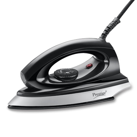 Prestige Magic Spark 750W Dry Iron|Greblon Non-Stick Coated Sole Plate|Wide Range Of Fabric Interface|Light Weight|Neon Indicator Light|2 Years Warranty|Yellow & Black