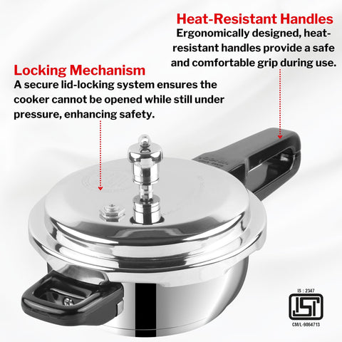 Vinod Stainless Steel Pressure Cooker 2 Litres | Also use as Deep Fry pan | Sandwich Bottom | Induction and Gas Stove Friendly | 2 Years Warranty | ISI and CE certified | Silver