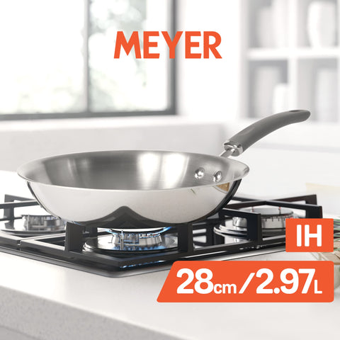 Meyer Trivantage Nickel Free Stainless Steel Triply Frypan | Steel Pan for Cooking | Fry pan Tri ply with Heavy Bottom | Gas and Induction Base, 28cm/ 2.97 Litre, Silver