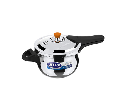 ULTRA Duracook Handi 3Liters Stainless Steel Pressure Cooker,AISI 304 Food Grade SS, Froth Collector-Spillage Control,Induction Compatible,Imp Bonded Composite Base,ISI,10Y Warranty