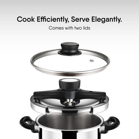 Stahl Versatil Triply Pressure Cooker, 3 L, Induction Cooker, Outer Lid Pressure Cooker, Induction & Gas Stove Compatible, 5 Years Warranty, Stainless Steel, Silver