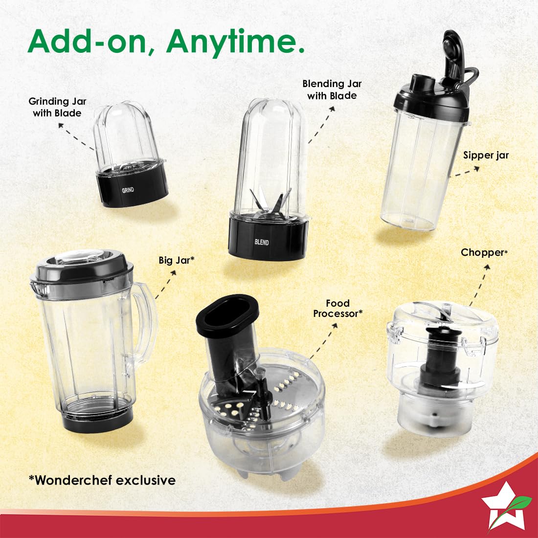 Wonderchef Nutri-blend 400W Mixer Grinder | 3 Jars, 22,000 RPM, Black