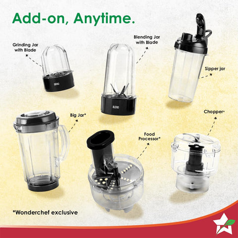 Wonderchef Nutri-blend 400W Mixer Grinder | 3 Jars, 22,000 RPM, Black