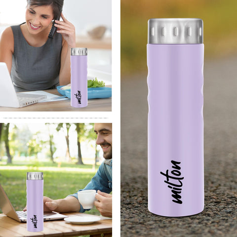 MILTON Stream 750 Stainless Steel Water Bottle, 760 ml, Purple | Single walled | Leak Proof | Easy Grip | Easy to Carry | Gym Bottle | Home | Kitchen | Hiking | Treking Bottle | Travel Bottle