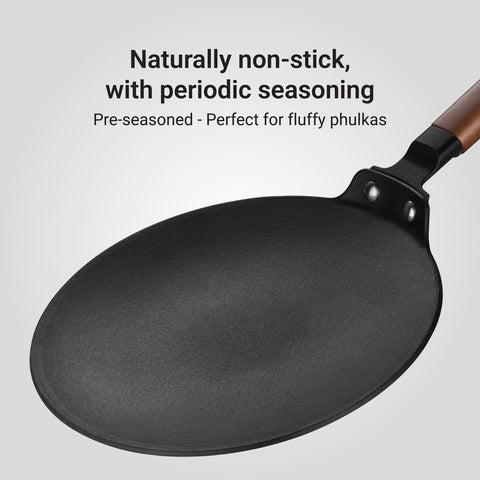 Stahl Blacksmith Signature Cast Iron Roti Tawa | for Fluffier Rotis, Crispier Parathas & Golden Chillas | Gas & Induction Compatible | 28cm Tawa