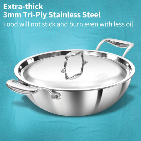 HAW.PRO TRI-PLY SS DEEP FRY PAN 3.5L WITH SS LID PSK35S