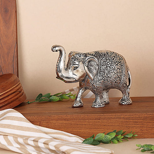 Aluminium Elephant Silver Plated || Height: 3.5 - Length: 5