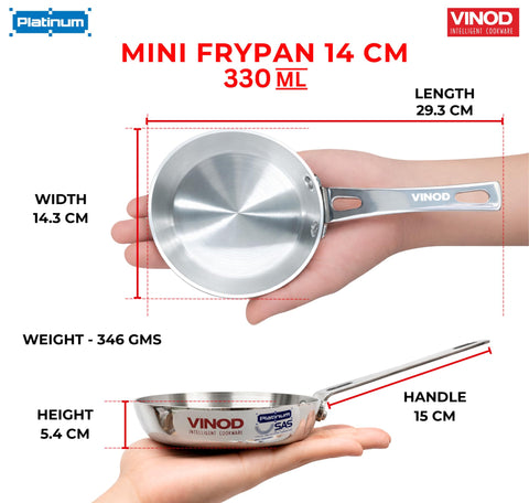 Vinod Platinum 14cm Triply Stainless Steel Omelette Tadka Pan