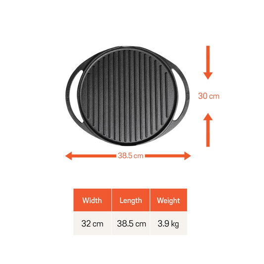 Meyer Cast Iron 2 in 1 Grill and Griddle Fry Pan (Black, 30cm)
