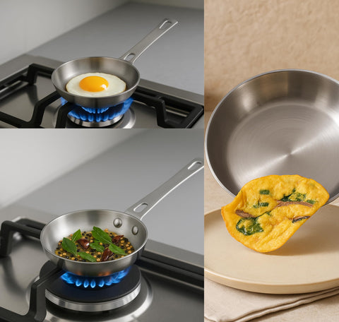 Vinod Platinum 14cm Triply Stainless Steel Omelette Tadka Pan