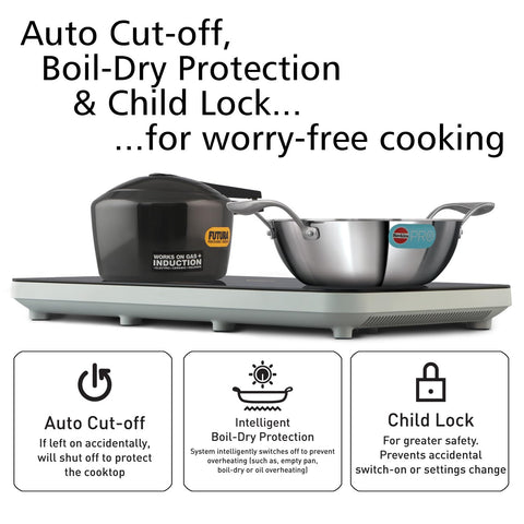 Hawkins Futura Dual Hob Induction Cooktop, 3600-W, Auto Cut-off, Child Lock, Intelligent Boil-Dry Protection, 20 Power Settings, Black (FIC2A1)