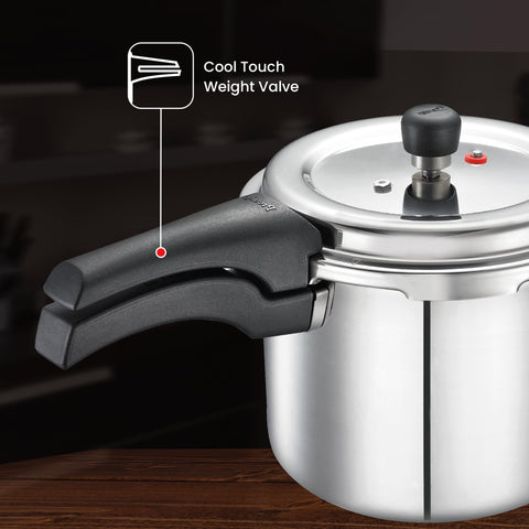 Prestige 4 Litre Stainless Steel Deluxe Alpha Svachh Outerlid Pressure Cooker |Deep lid for spillage control|10 years warranty|Gas & Induction compatible|Gasket release system|ISI Certified