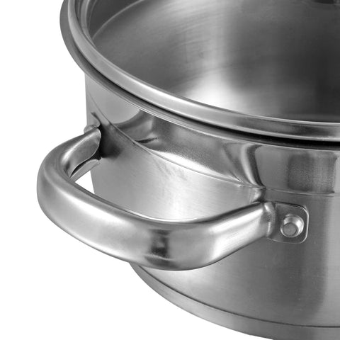Vinod Two Tone Stainless Steel Saucepot with Glass Lid 4 Litre, 22cm | Triply Saucepot, Sturdy Riveted Handle | 2 Year Warranty | Induction Bottom - Silver