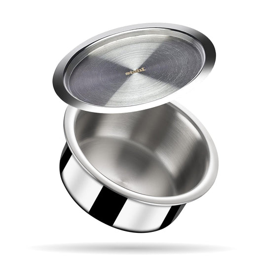 Stahl Triply Stainless Steel Tope with Lid I Stainless Steel Patila I Induction Base Tri Ply Tope 2.9 Litre I Artisan 4520, Dia 20 cm