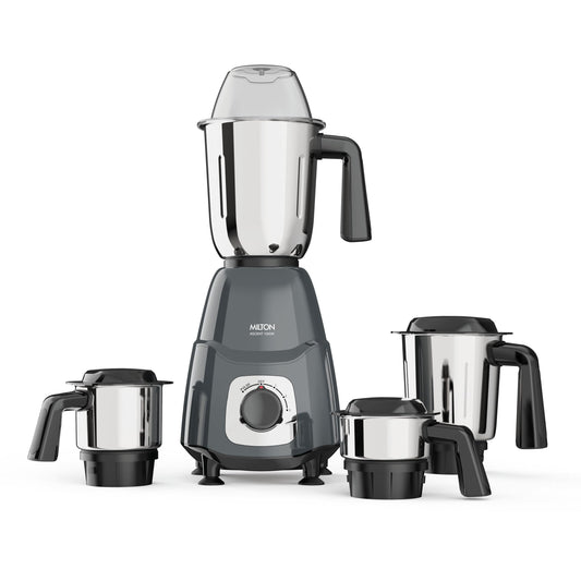 Milton Ascent Mixer Grinder, ISI Certified, Grindstone Blade Technology, 4 Jar, 1000 W (22000 RPM), 5 yr motor warranty, 2 yr product warranty I Grey