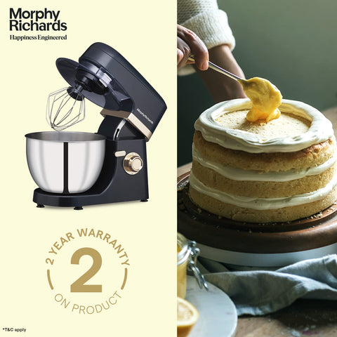 Morphy Richards Melange 800W Stand Mixer| 5L SS Bowl | Multi purpose functioning - Mixing, Beating, Kneading, Whisking| 8-Speed Level|Heavy Duty Motor |2-Yr Warranty【Navy Blue & Rose Gold】