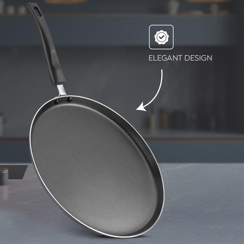Judge by Prestige 28Cm Everyday Non-Stick Tawa (Aluminium) | Low Oil Cooking | Easy to Clean |Cool Touch Handle, Black