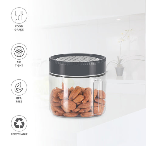 MILTON Radiant 500 Plastic Pet Storage Jar and Container, Set of 3, 450 ml Each, Grey