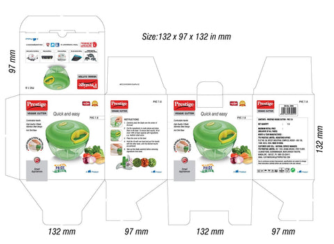 Prestige PVC 7.0 Veggie Cutter with 3 Stainless Steel Blades|Capacity-450ML|Green