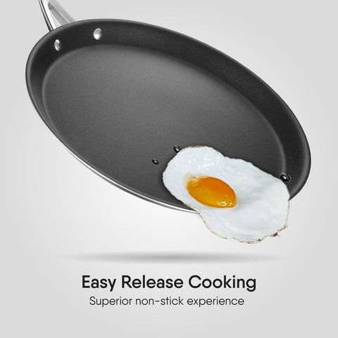 Stahl Artisan Schild | 28 cm Dosa Tawa Triply Stainless Steel + PEEK-Reinforced Non-Stick Dosa Tawa | Induction & Gas Compatible | Manufacturer Warranty