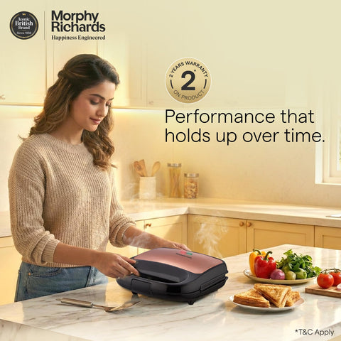 Morphy Richards 2 IN 1 750 Watt Sandwich Maker With changable Plate/Multi Grill/Luxe Rose T&G (Toast & Grill) With 2 Year Warranty