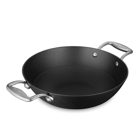 Stahl Blacksmith Hybrid Enamelled Cast Iron Kadhai, Rust Proof Kadai for Cooking, Light Weight Cast Iron, Induction & Gas Stove Compatible, 1.3 L, 20 cm