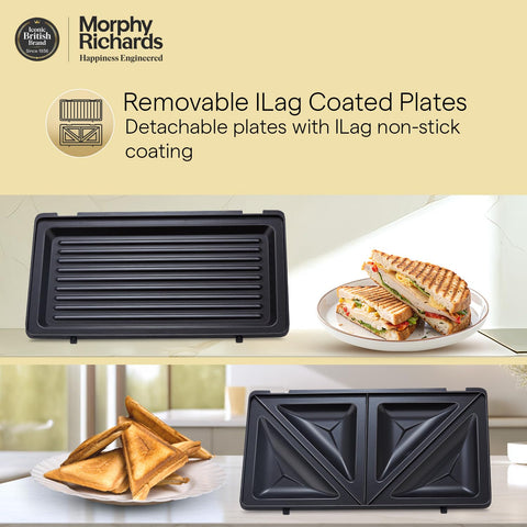 Morphy Richards 2 IN 1 750 Watt Sandwich Maker With changable Plate/Multi Grill/Luxe Rose T&G (Toast & Grill) With 2 Year Warranty