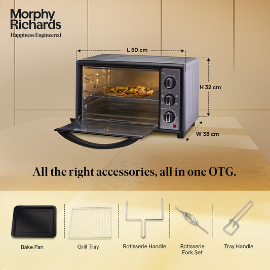 Morphy Richards 30RC Manual Otg Oven For Kitchen 1500W | 30 Litre Oven Toaster Griller | Convection Fan & Rotisserie Function | Temperature Control|2-Yr Warranty By Brand