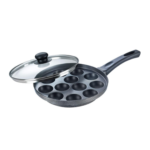 Prestige Omega Select Plus Non-Stick Paniyarakkal with Lid (240 mm, Black)- Gas Top Compatible only and Omega Deluxe Granite Fry Pan, 240mm, Black (36305)