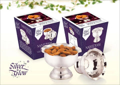 Silverglow Naivedyam Pyala | Silver Plated Large Sized | Dry Fruits, Snacks containers | Serving Bowl | Tableware Set | Perfect Diwali, Office, Wedding Return Gift