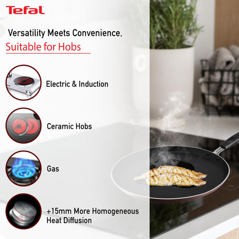 Tefal Day by Day Non-Stick Tawa/Thermo-Spot Technology/PFOA Free, Titanium Non-Stick Coating / 28 cm/Superior Induction Base/Suitable for All Hob Type/Black / 2 Years of Warranty