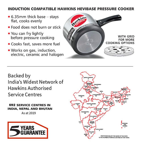 Hawkins Aluminium 3 Litre Hevibase Pressure Cooker,Induction Inner Lid Cooker,Silver(IH30)