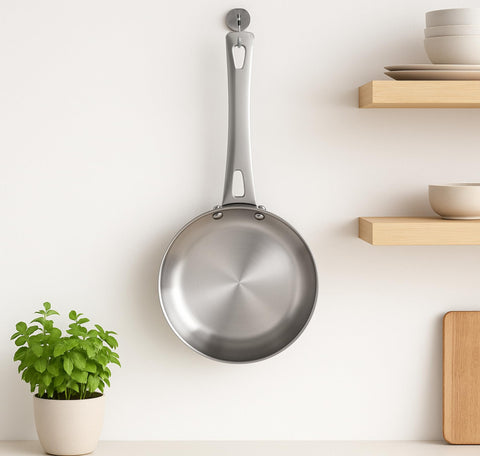 Vinod Platinum Triply Stainless Steel Mini Frypan - 12 cm, Compact Design Frying Pan, Induction Friendly Versatile Fry pan, Perfect for Everyday Cooking, Tadka, Roasting, Omelette - 5 Years Warranty