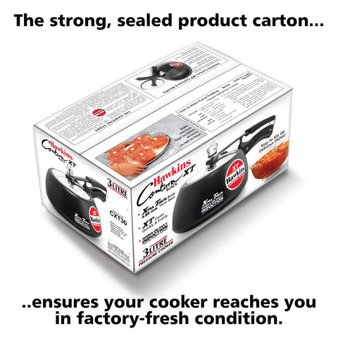 Hawkins Contura Black XT Induction Compatible Aluminium Inner Lid Pressure Cooker, 3 Litre, Black (CXT30)