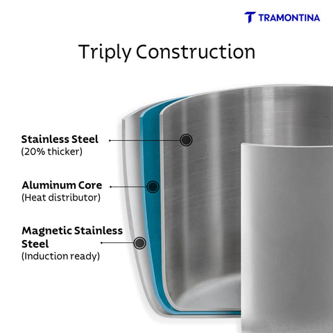 Tramontina Aero Arc 3.5L Tri-Ply Stainless Steel Pressure Pan