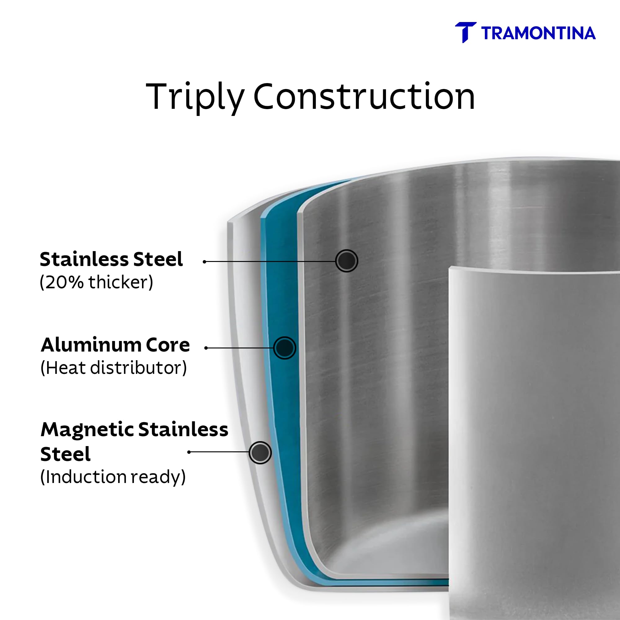 Tramontina Aero Arc 3L Tri-Ply Stainless Steel Pressure Cooker