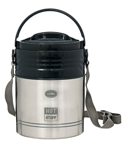 Cello HOT Stuff-3 Stainless Steel Insulated Lunch Carrier,Colour- Black,3 Containers