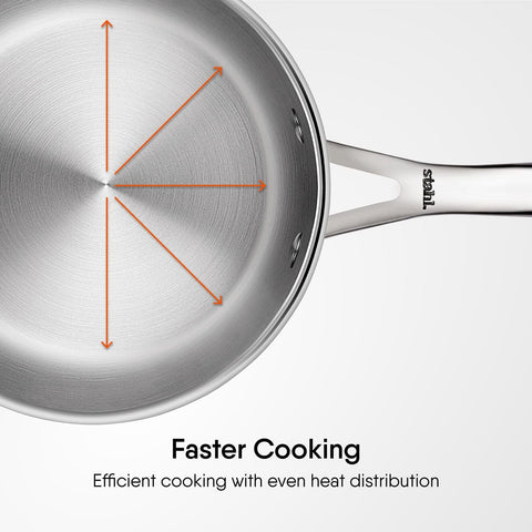 Stahl Artisan Triply Stainless Steel Belly Sauce Pan with Lid, Milk Pan, Stainless Steel Tea Pan, Induction & Gas Stove Compatible, 1.6 L,16 cm