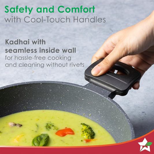 Wonderchef Duralite 24 cm Die-Cast Non-Stick Kadhai – 2.4 L