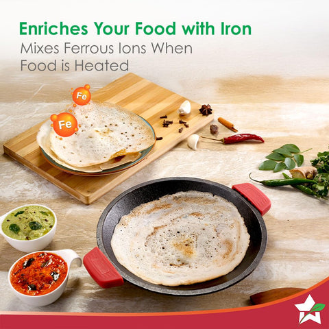 Wonderchef Forza Cast-Iron Appachetty | 20cm | Heavy-Duty Cast-Iron | for Appams, Dosas, Rotis | Naturally Non-Stick | Uniform Heating, Slow Cooking | Chemical-Free