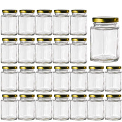 Hexagon Shape Glass Jar 100 ml | Stylish Storage Container for Spices, Honey & Dry Fruits