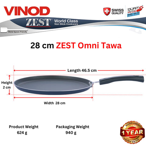 Vinod Zest 28cm Non Stick Dosa Tawa | 5mm Thick Ceramic Coating