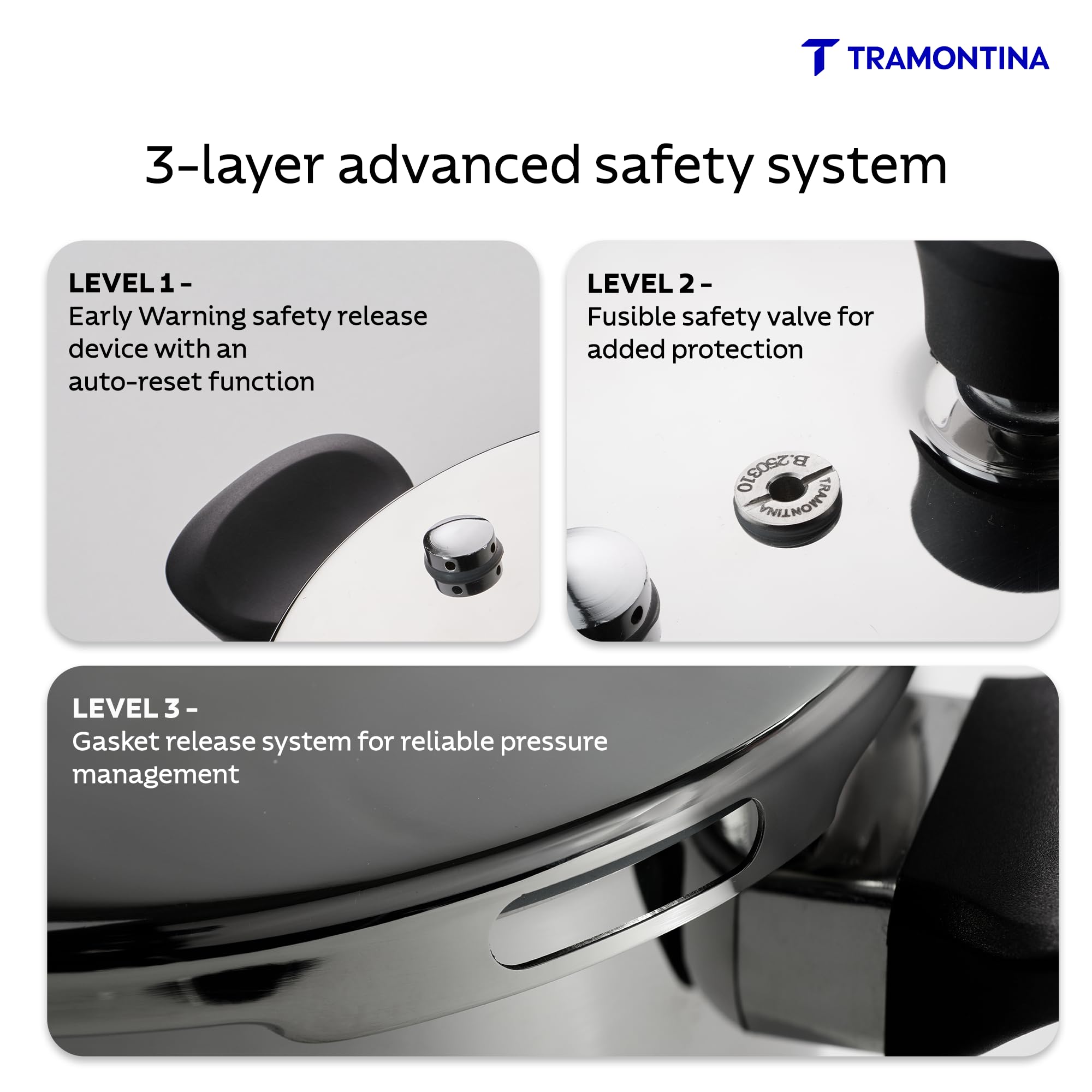 Tramontina Aero Arc 5L Tri-Ply Stainless Steel Pressure Cooker