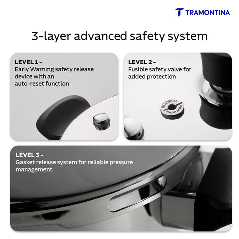 Tramontina Aero Arc 3L Tri-Ply Stainless Steel Pressure Cooker