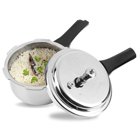 Vinod Platinum Triply Stainless Steel Outer Lid Pressure Cooker 2 Litre | ISI Certified | Induction & Gas Stove Compatible | Silver | 2 Year Warranty