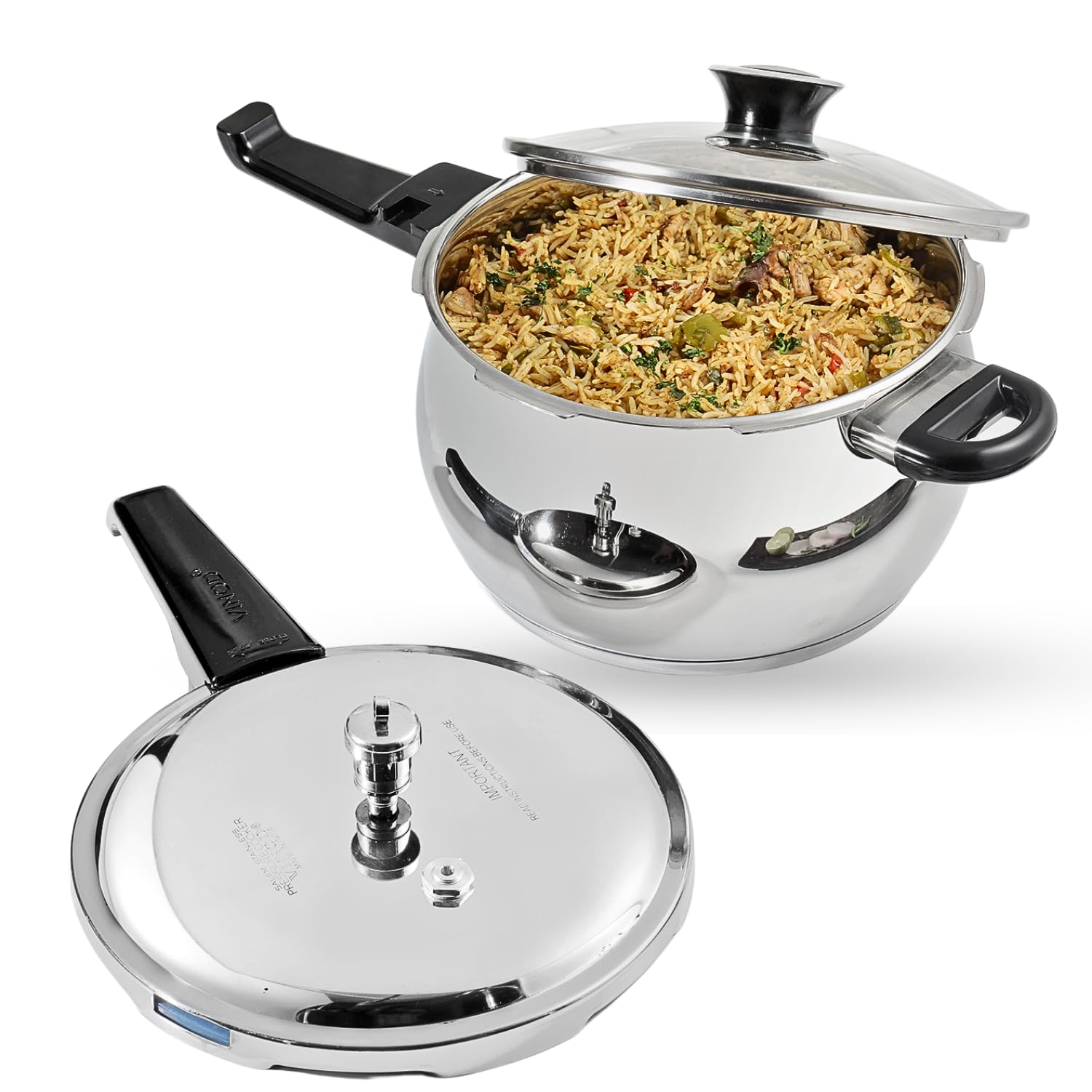 Vinod Splendid Plus 1.5L Stainless Steel Handi Cooker | Glass Lid