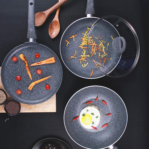 Wonderchef Granite 4-Piece Nonstick Cookware Set | Induction-Friendly